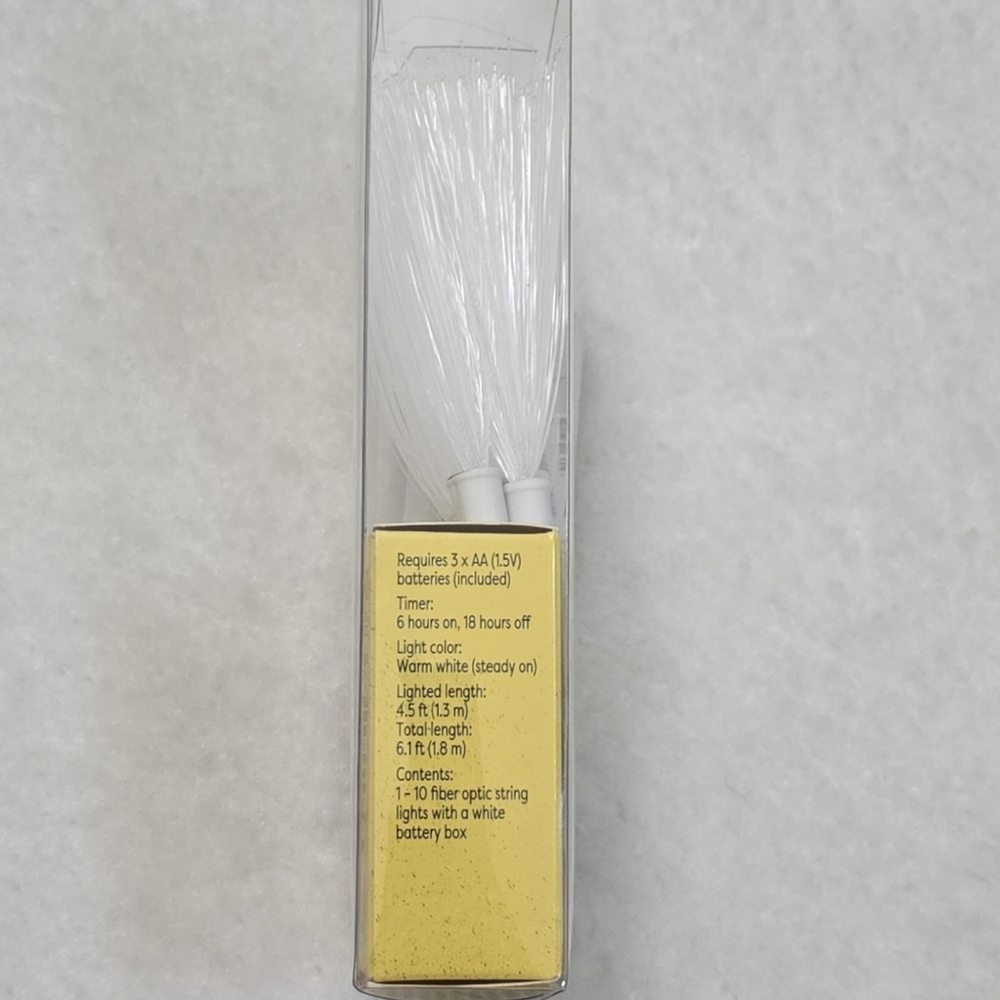 New Ashland Fiber Optic String Lights Warm White Battery Operated 4.5ft Timer - Picture 3 of 10